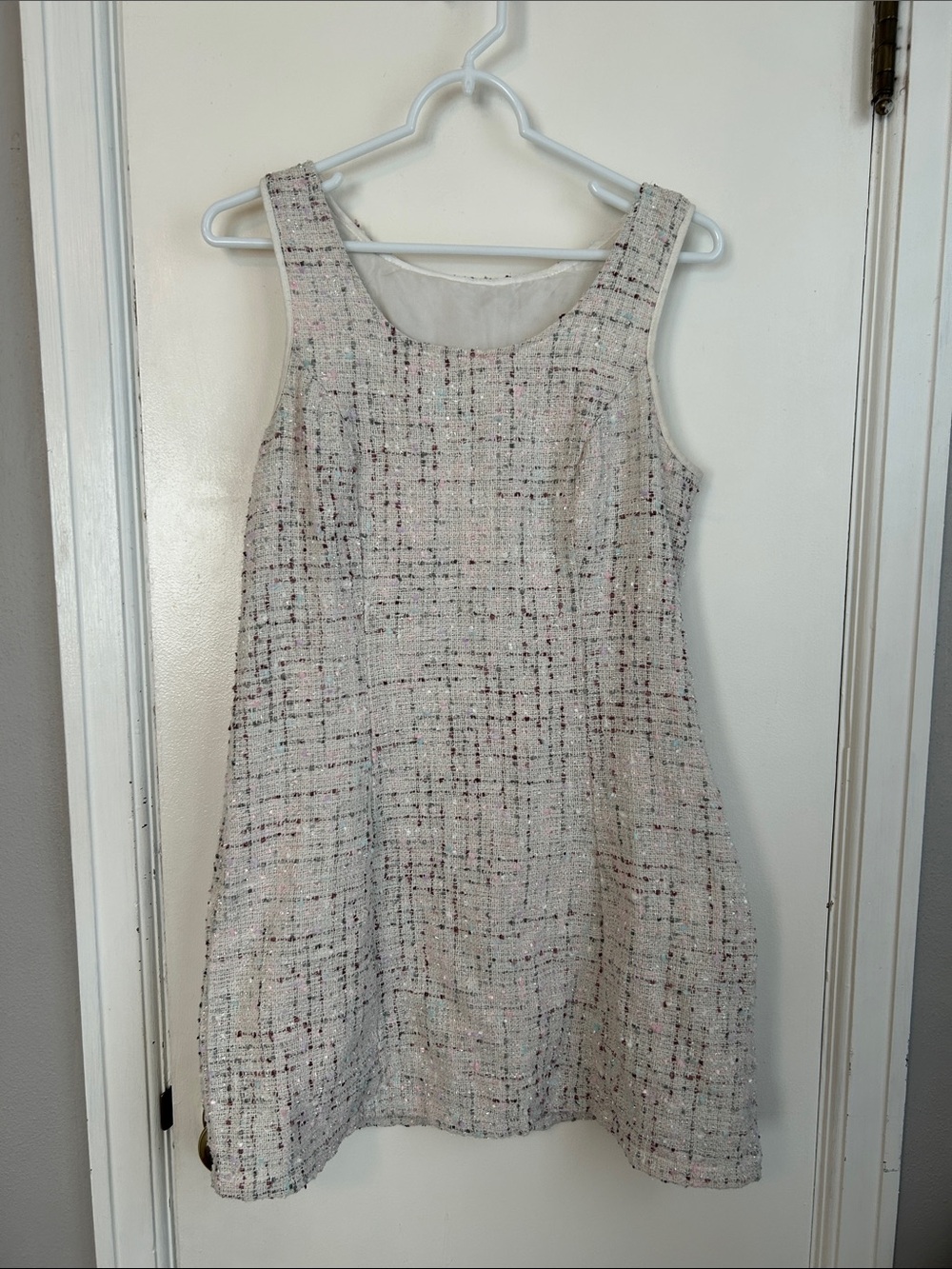 SHEIN Ivory Tweed A-Line Dress with Multicolor Flecks